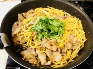 豚しゃぶパスタ水菜