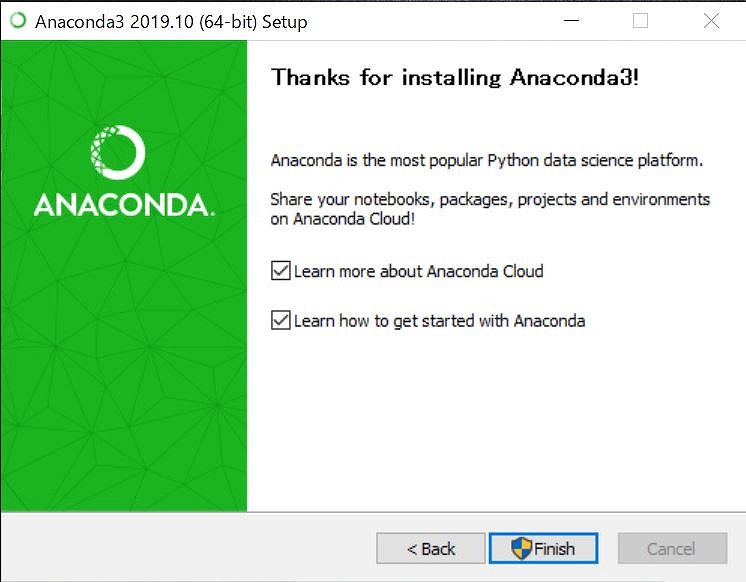 Anacondaインストール完了